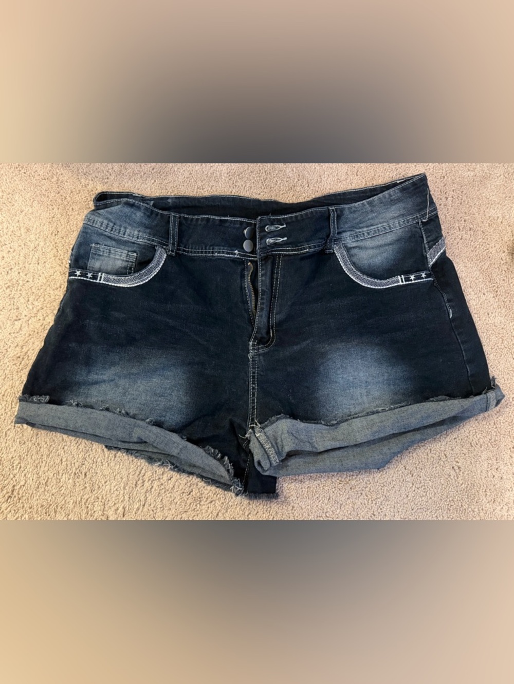 Dark Wash Roll-Cuff Denim Shorts